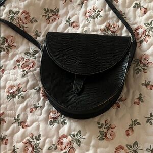 Vintage Pebbled Black Crossbody Bag
